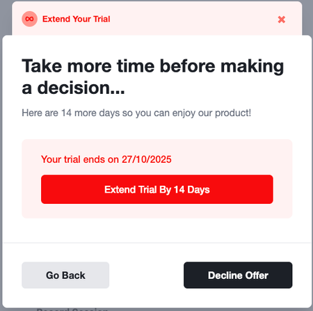 Trial Extension Offer in Cancel Flow